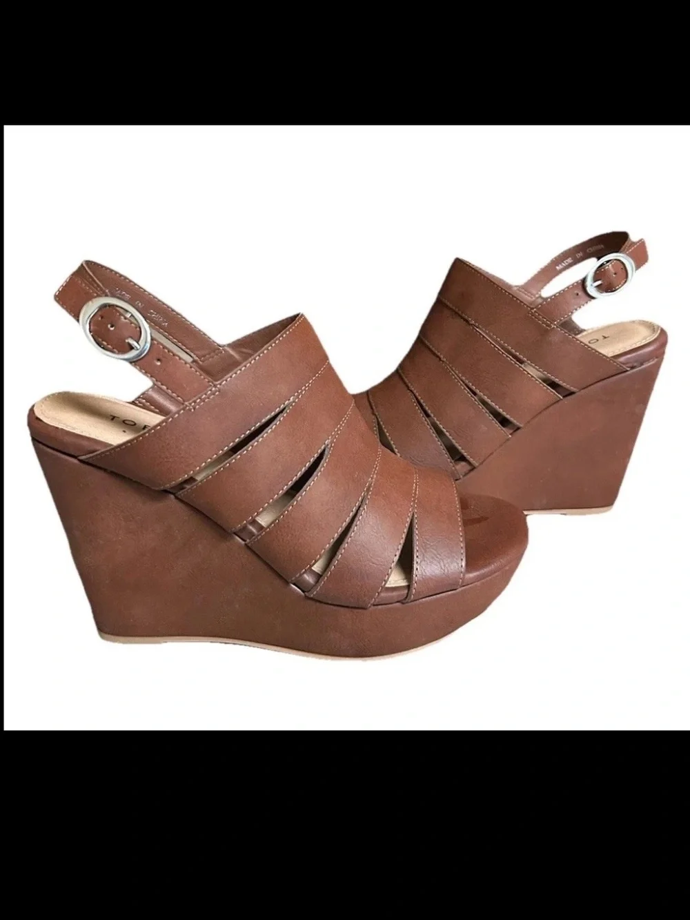 Torrid Shoes Platform Wedge Heels Sandals Size 9.5 Brown NEW